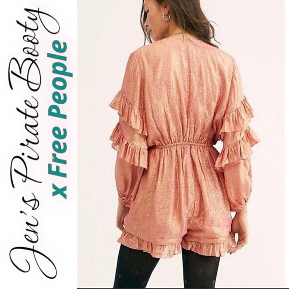 JEN’S PIRATE BOOTY x FREE PEOPLE Livia Ruffle Metallic Romper, Size XS - Picture 4 of 10